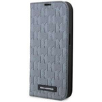 Hülle Karl Lagerfeld KLBKP14LSAKLHPG iPhone 14 Pro 6.1" Buchcase silber/silber Saffiano Monogram Case