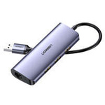 Ugreen multifunkční adaptér HUB USB Type C - 3 x USB / Ethernet RJ-45 / micro USB šedý (CM252)