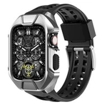 [RETURNED ITEM] Kingxbar CYF136 2v1 odolné pouzdro pro Apple Watch SE, 6, 5, 4 (44 mm) z nerezové oceli se stříbrným řemínkem
