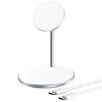 Bezdrátová nabíječka Choetech Qi 15W pro iPhone a AirPods MagSafe kompatibilní magnetický držák stříbrný (T581-F)