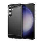 Karbonové pouzdro pro Samsung Galaxy S24 Flexibilní silikonový karbonový kryt – černý