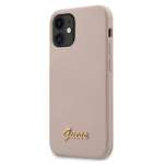 Etui Guess GUHCP12SLSLMGLP iPhone 12 mini 5,4" jasnoróżowy/light pink hardcase Silicone Script Gold Logo