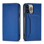 Pouzdro na magnetické karty pro iPhone 13 Pro Max Pouch Card Wallet Card Holder Blue