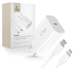 TECH-PROTECT NC20W 1-PORT NETWORK CHARGER PD20W + LIGHTNING CABLE WHITE
