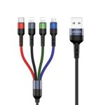 Kabel Opletený USAMS 4v1 2xLightning MicroUSB USB-C 2A Fast Charge 0,35 m černý