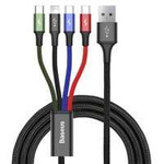 [PO VRÁCENÍ] Kabel Baseus USB 4v1 Lightning / 2x USB Type C / micro USB kabel, nylonové opletení 3,5A 1,2m černý (CA1T4-B01)