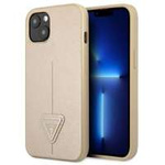 Pouzdro GUESS Apple iPhone 13 Saffiano Triangle Logo Beige Hardcase