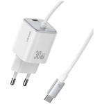 Ładowarka sieciowa USAMS JC Series CC264 30W GaN Mini Fast Charge 2xUSB-C biały