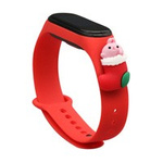Vánoční řemínek pro Xiaomi Mi Band 6 / Mi Band 5 slavnostní silikonový řemínek náramek červený (Santa 1)