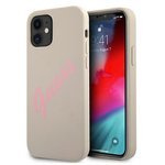 Pouzdro GUESS Apple iPhone 12 Mini Silicone Vintage GUHCP12SLSVSGP Grey Pink Hardcase