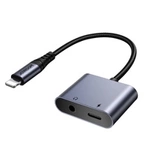 Joyroom SY-L01 Lightning to Lightning / 3,5 mm mini jack DAC adaptér 2v1 - černý