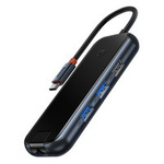 Dokovací stanice Baseus AcmeJoy 6-Port HUB (USB-C na USB-C PD & Data / 2xUSB3.0 / USB2.0 / HDMI / RJ45) tmavě šedá (WKJZ010013)