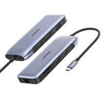 Ugreen multifunkční HUB 9v1 USB Typ C - HDMI, DP, VGA, 2 x USB, RJ45 Ethernet, čtečka karet SD / TF, USB Typ C PD 100W šedý (CM274)