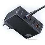 Poplatek USAMS. 3xUSB-C+1xUSB GaN 100W T50 PD (pouze hlava) Rychlé nabíjení černá/černá CC163TC01 (US-CC163)