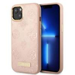 Pouzdro Guess iPhone 13 6,1" růžový/růžový tvrdýcase talíř s logem pivoňky MagSafe