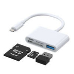 Joyroom HUB multifunkční OTG adaptér Lightning - USB 3.2 Gen 1 (3.0, 3.1 Gen 1) / SD, TF čtečka karet / Lightning bílý (S-H142 white)