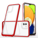 Průhledný kryt 3v1 obal Samsung Galaxy A03 silikonový s rámečkem červený