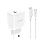 Dudao A20EU USB-A 18W nástěnná nabíječka - bílá + USB-A - USB-C kabel
