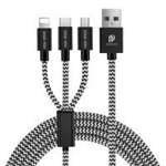 Dux Ducis K-ONE řady 3v1 nylonový kabel 3v1 USB - micro USB / Lightning / USB-C 2.4A 1.2M černý