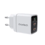 Choetech PD6051 2x USB-C PD 35W GaN nástěnná nabíječka s displejem - bílá
