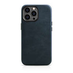 iCarer Oil Wax Premium Leather Case iPhone 14 Pro Max Magnetic Leather Case with MagSafe Dark Blue (WMI14220704-BU)