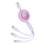 Baseus Bright Mirror 2 zatahovací kabel 3v1 USB typ A - micro USB + Lightning + USB typ C 66W 1,1 m fialový (CAMJ010105)