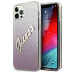 Pouzdro GUESS Apple iPhone 12 12 Pro Glitter Gradient Script GUHCP12MPCUGLSPI Růžové pevné pouzdro
