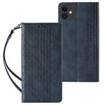 Magnet Strap Case pro iPhone 13 mini kryt peněženka + mini přívěsek na šňůrku modrý