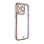Módní pouzdro na iPhone 12 Pro Gold Frame Gel Cover fialové