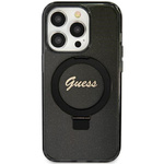 Etui Guess GUHMP12MHRSGSK iPhone 12/12 Pro 6.1" czarny/black hardcase Ring Stand Script Glitter MagSafe Case