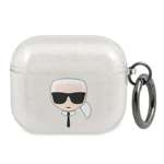 KARL Pouzdro Apple AirPods 3 Cover Glitter Karl`s Head Silver Case