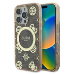 Etui Guess iPhone 16 Pro 6.3" brązowy/brown hardcase IML Peony On 4G Background MagSafe