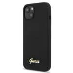 Pouzdro GUESS Apple iPhone 13 Silicone Script Gold Logo Black Hardcase
