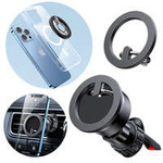 Joyroom kit multifunkční magnetický držák do auta s kroužkovým držákem telefonu černý (JR-ZS294)