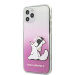 Pouzdro KARL LAGERFELD Apple iPhone 12 Mini Choupette Fun KLHCP12SCFNRCPI Růžové pevné pouzdro