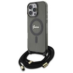 Etui Guess iPhone 16 Pro czarny/black hardcase Crossbody Cord Script MagSafe