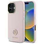 Etui Guess iPhone 16 6.1" jasnoróżowy/pink hardcase Silicone Logo Strass 4G