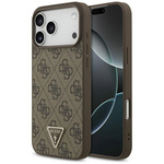 Etui Guess Leather 4G Triangle Strass    MagSafe do iPhone 17 Pro Max brązowy