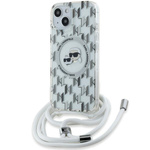 Etui Karl Lagerfeld KLHMP15SHCKCKLCT iPhone 15 / 14 / 13 6.1" transparent hardcase IML Crossbody Monogram Karl & Choupette Head MagSafe