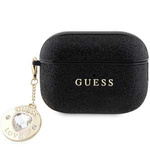 Coque Guess GUAP2PGEHCDK Housse AirPods Pro 2 noir/noir Fixe Glitter Heart Diamond Charm Case