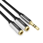 Ugrenn AV123 kabel sluchátek 3,5 mm minijack (samec) - 2x 3,5 mm minijack (samice) - černý