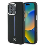 Etui Mercedes iPhone 16 Pro Max 6.9" czarny/black hardcase Silicone Blue Stripe MagSafe