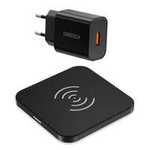 Choetech bezdrátová nabíječka Qi 10W pro sluchátka telefonu černá (T511-S) + nástěnná nabíječka Q5003 evropský standard bílý + AB kabel 1,2m bílý
