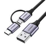 Ugreen kabel 2v1 USB - micro USB / USB kabel typu C 1m 2,4A černý (30875)