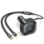 USAMS Ład. sam. ze zwijanym kablem 2xUBS-C C41 PD 30W Fast Charge czarny/black CC220CC01 (US-CC220)