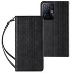 Magnet Strap Case Case pro Samsung Galaxy A12 5G Pouch Wallet + Mini Lanyard Pendant Black