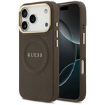 Etui Guess Peony Hot Stamp MagSafe do    iPhone 17 Pro brązowy