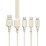 Dudao L7SE 3v1 kabel USB-C - USB-C / Lightning / micro USB 66W 1,2 m - béžový