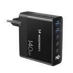Wozinsky CGWCB 140W GaN nástěnná nabíječka 3 x USB-C / 2 x USB-A - černá