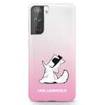 Pouzdro KARL LAGERFELD Samsung Galaxy S21 Plus Choupette Fun KLHCS21MCFNRCPI Růžové pevné pouzdro
